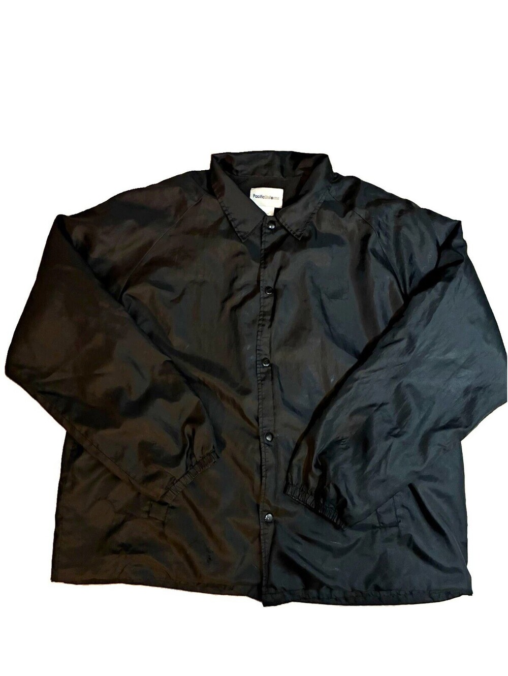 PacificUniforms Black Jacket Snap Front Point Collar Pockets Unisex XL (DAMAGE)